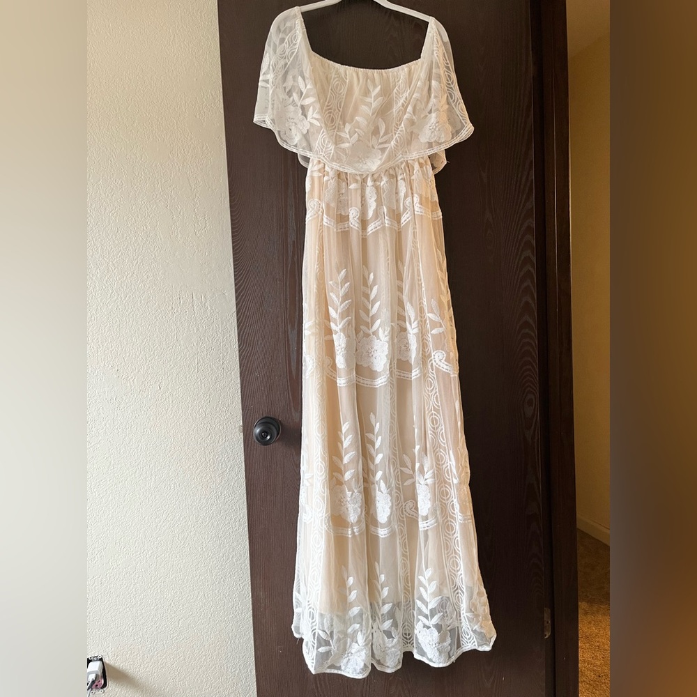 Baltic Born Cream Lace Floral Dress